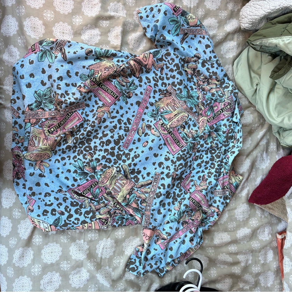 Leopard Print Blue Graphic Top